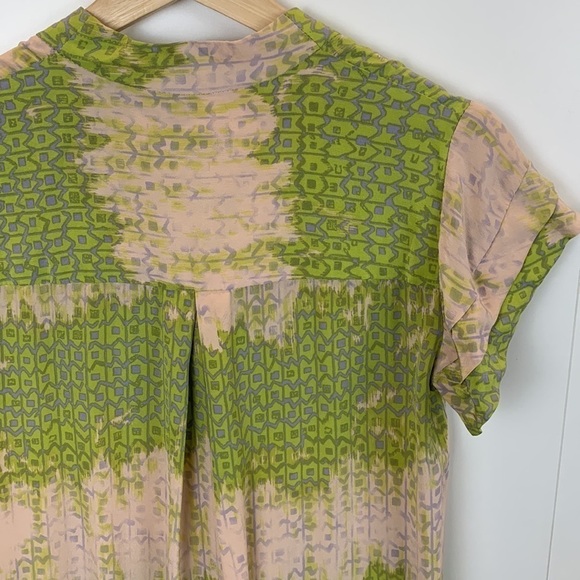 Nanette Lepore sz 2 100% Silk Ruffle Sleeve Button Front Mini Shirtdress - Picture 4 of 7